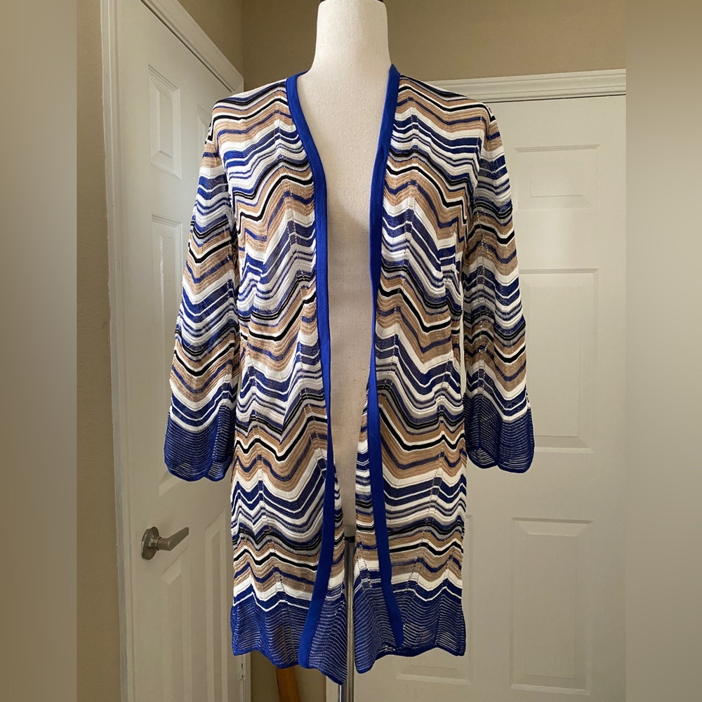 Chico’s Travelers Blue Knit Cardigan